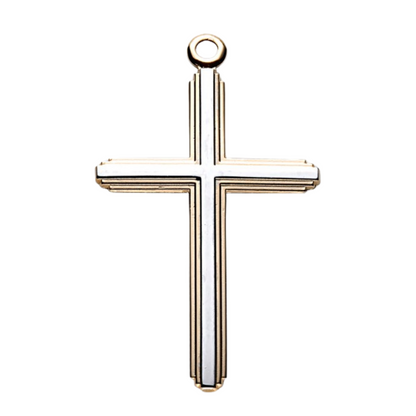 Two-Tone 16kt Gold Over Sterling Silver Inlay Cross — 20" Chain, Made in USA