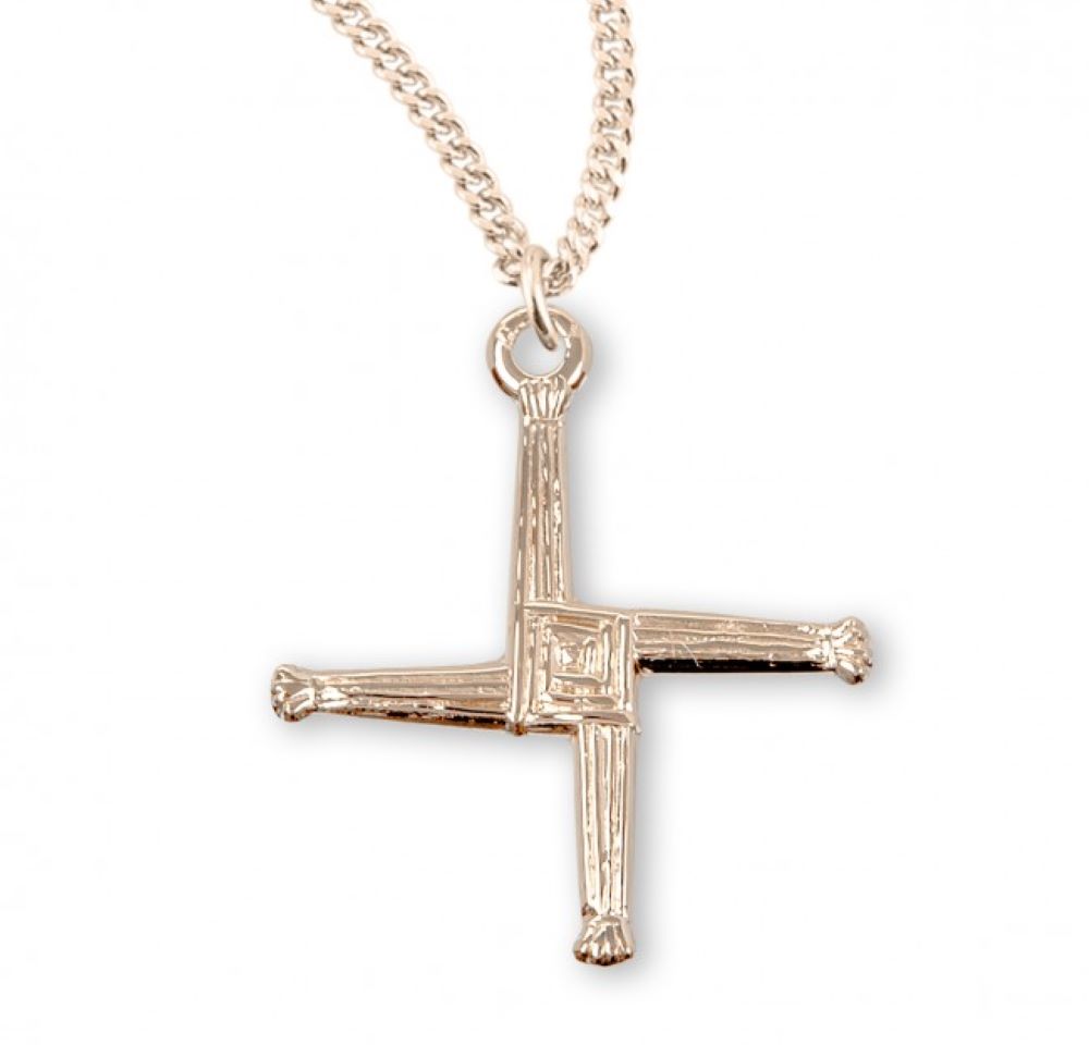 Gold Plated Sterling Silver St. Brigid Cross, Catholic Gift, Made in USA