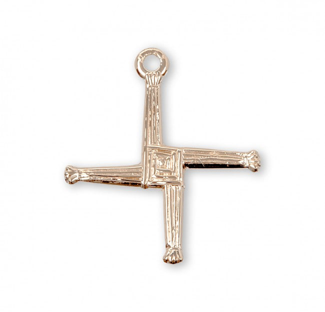 Saint Brigid Gold Over Sterling Silver Cross Pendant — 18" Chain, Gift Box
