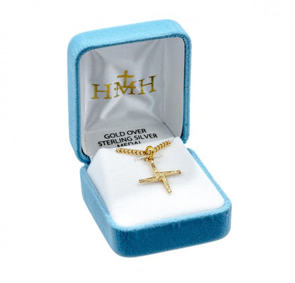 Saint Brigid Gold Over Sterling Silver Cross Pendant — 18" Chain, Gift Box