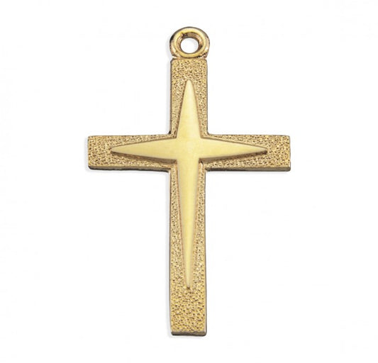 Star Burst Cross 16kt Gold Over Sterling Silver Pendant — 18" Chain, Gift Box
