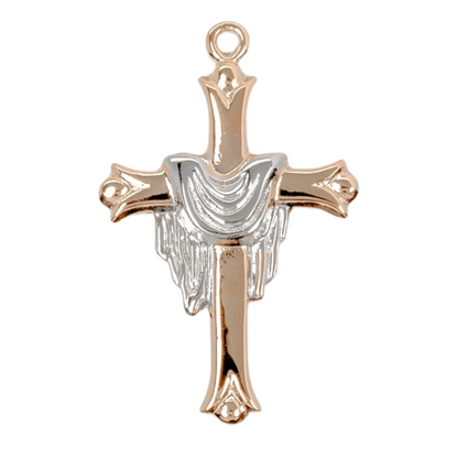 Risen Christ Two-Tone Cross Pendant — 18" Gold Plated Chain, Gift Box