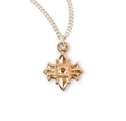 Gold Plated Sterling Silver Fleur De Lis Cross, Catholic Gift, Made in USA