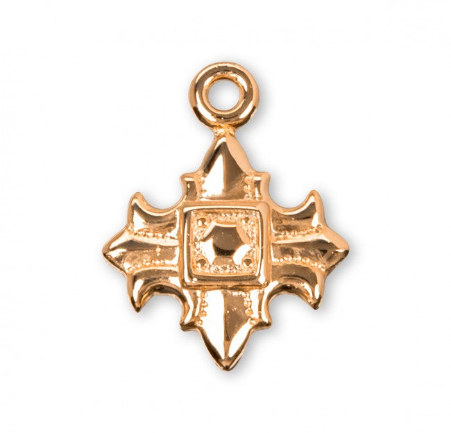 Fleur De Lis Cross 16kt Gold Over Sterling Silver Necklace — 18" Chain, Gift Box
