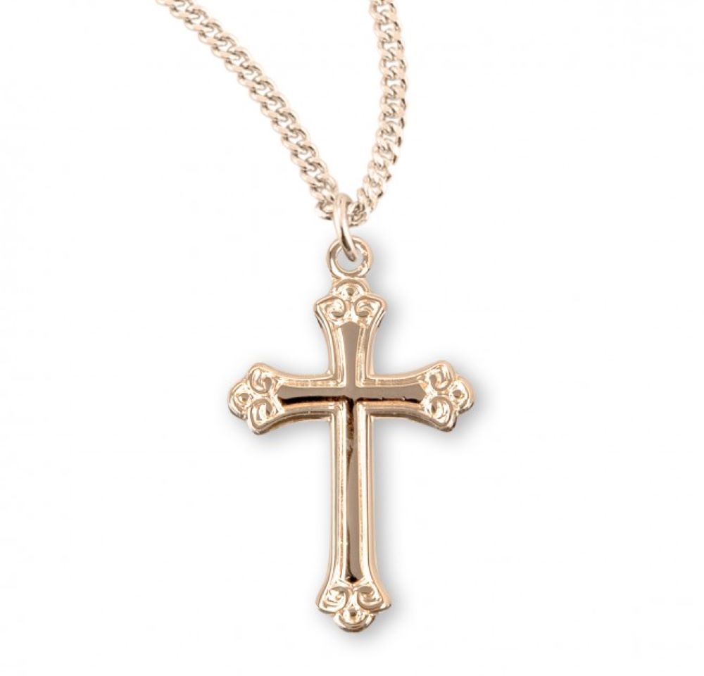 Gold Plated Sterling Silver Cross, Catholic Gift, Made in USA