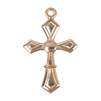 Cross with Chalice 16kt Gold Over Sterling Silver Medal — 18" Chain, Made in USA