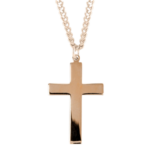 Gold Plated Sterling Silver Latin Style Cross, Catholic Gift, Made in USA