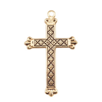 Cross with Black Enamel Design Gold Over Sterling Silver — 18" Chain, Gift Box