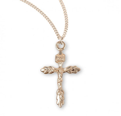 Gold Plated Sterling Silver Wheat Crucifix, Catholic Gift, Made in USA