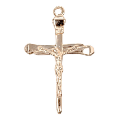 High Polished Crucifix 16kt Gold Over Sterling Silver — 24" Chain, Gift Box