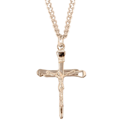 Gold Plated Sterling Silver High Polished Crucifix, Catholic Gift, Made in USA