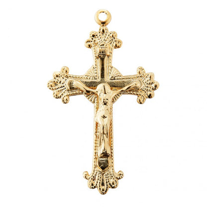 Fancy Engraved Crucifix Gold Over Sterling Silver Pendant — 18" Chain, Gift Box
