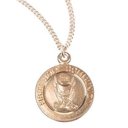 Gold Plated Sterling Silver First Holy Communion Pendant, Catholic Gift, Made in USA
