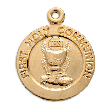 First Holy Communion Pendant 16kt Gold over Sterling Silver - 18" Chain