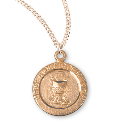 Gold Plated Sterling Silver First Holy Communion Pendant, Catholic Gift, Made in USA