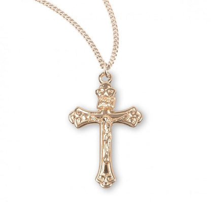 Gold Plated Sterling Silver Tapered Crucifix, Catholic Gift, Made in USA