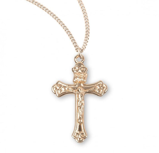 Gold Plated Sterling Silver Tapered Crucifix, Catholic Gift, Made in USA