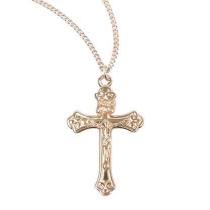Gold Plated Sterling Silver Tapered Crucifix, Catholic Gift, Made in USA
