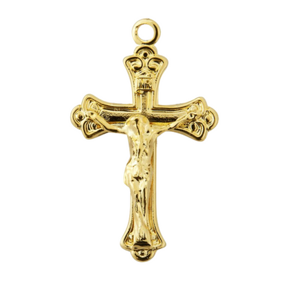 Tapered Crucifix 16kt Gold Over Sterling Silver — 18" Chain, Made in USA