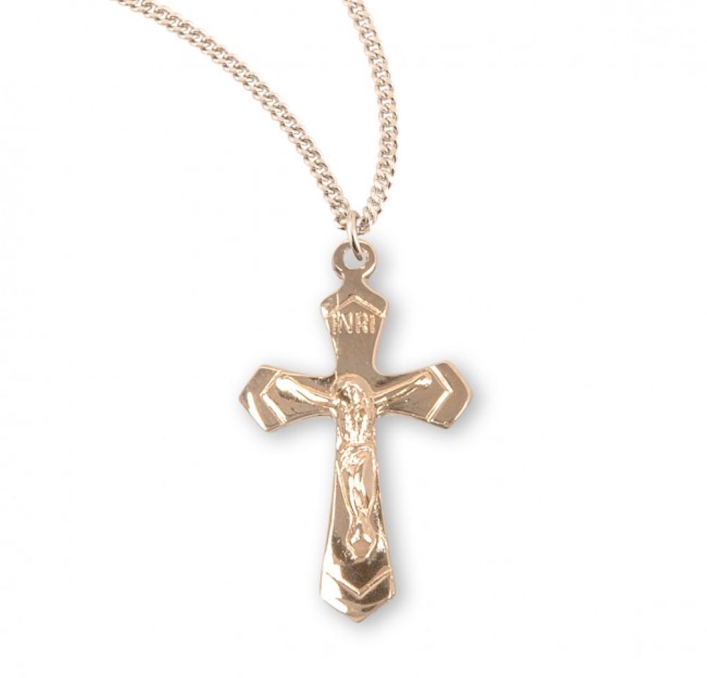 Gold Plated Sterling Silver High Polished Crucifix, Catholic Gift, Made in USA