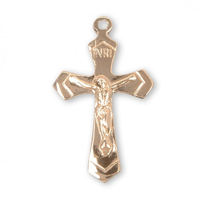 Crucifix 16kt Gold Over Sterling Silver Pendant — 18" Chain, Gift Box Included
