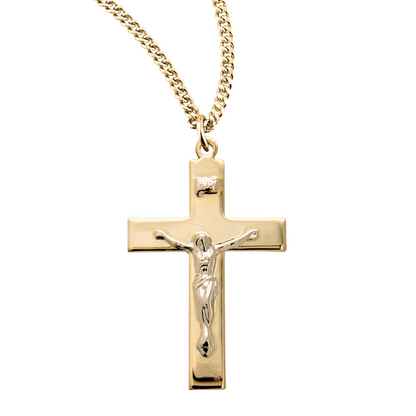 Gold Plated Sterling Silver Two-Tone Crucifix, Catholic Gift, Made in USA