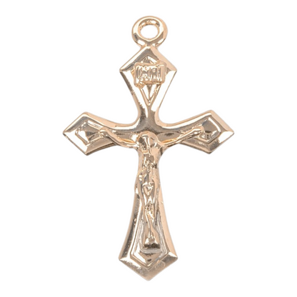 Pointed Tapered Crucifix 16kt Gold Over Sterling Silver Pendant — 18" Chain