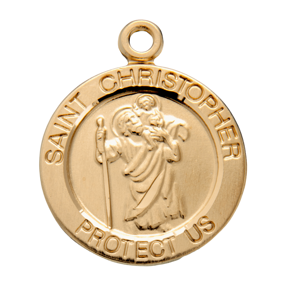 Saint Christopher 16kt Gold Over Sterling Silver Medal — 18" Chain, Gift Box