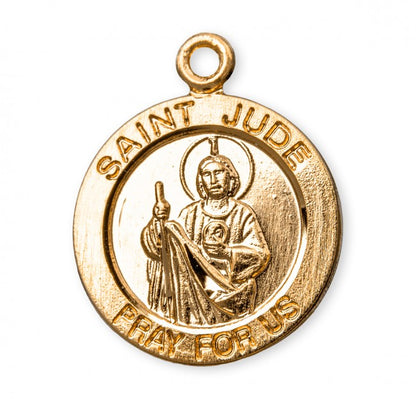 Saint Jude 16kt Gold Over Sterling Silver Medal — 18" Chain, Gift Box Included