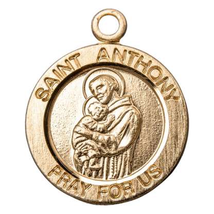 Saint Anthony 16kt Gold Over Sterling Silver Medal Pendant — 18" Chain, Gift Box