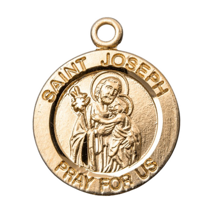 Saint Joseph 16kt Gold Over Sterling Silver Medal — 18" Chain, Gift Box
