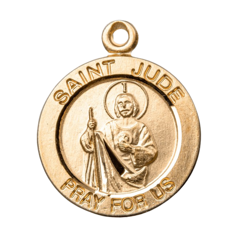 Saint Jude Gold Over Sterling Silver Medal — 18" Chain, Gift Box Included