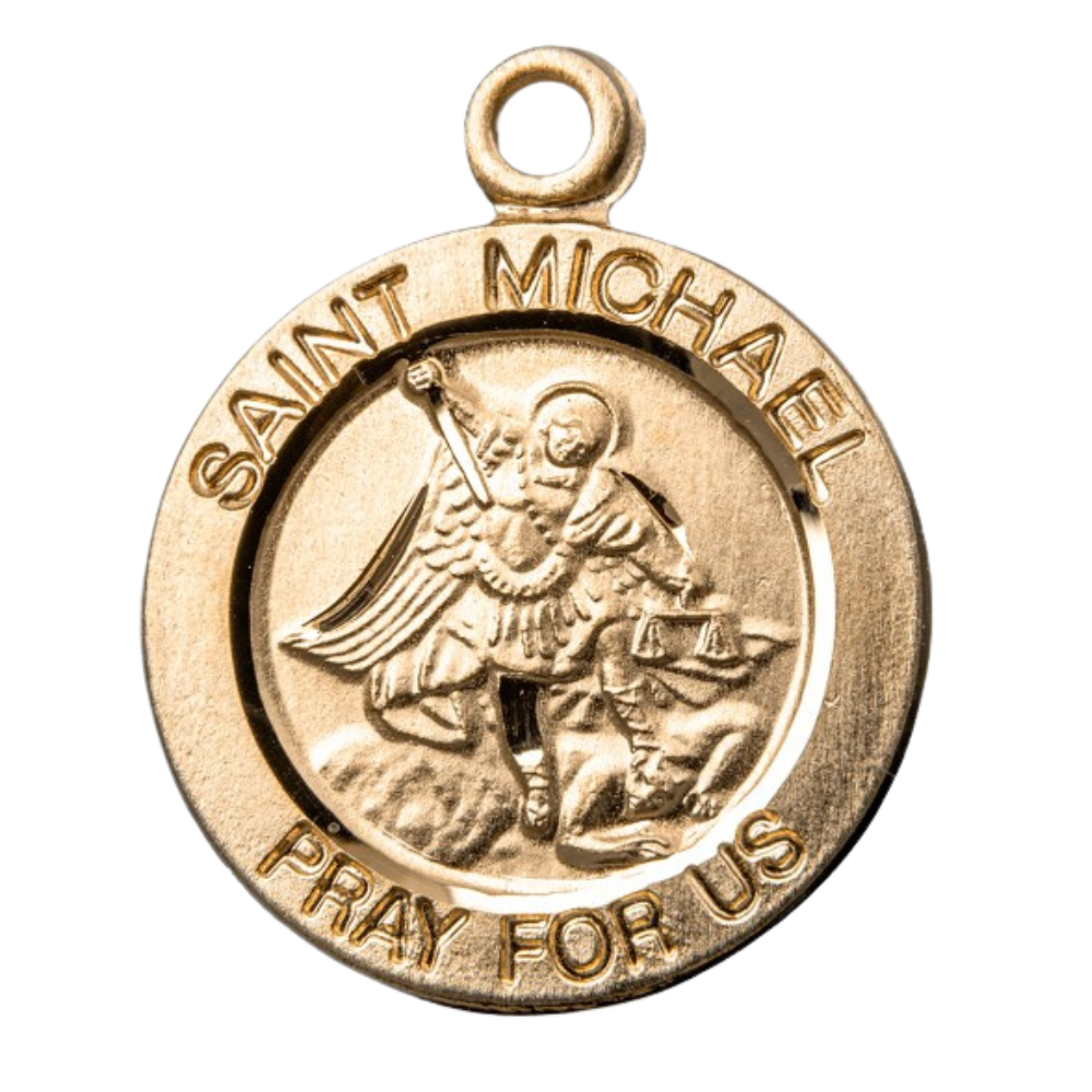 Saint Michael 16kt Gold Over Sterling Silver Medal Pendant — 18" Chain, Gift Box