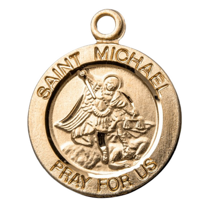 Saint Michael 16kt Gold Over Sterling Silver Medal Pendant — 18" Chain, Gift Box