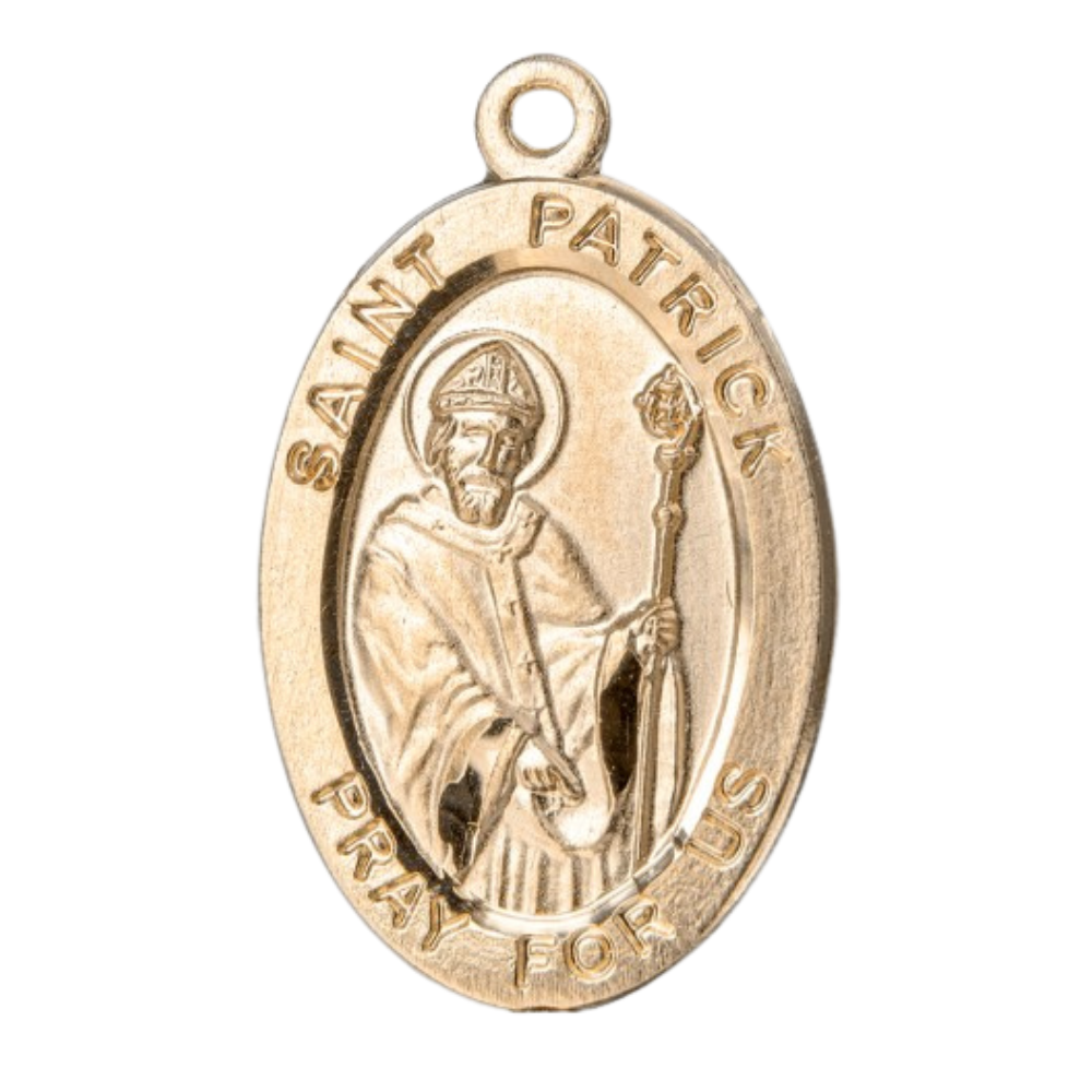 Saint Patrick 16kt Gold Over Sterling Silver Oval Medal Necklace - 20" Chain