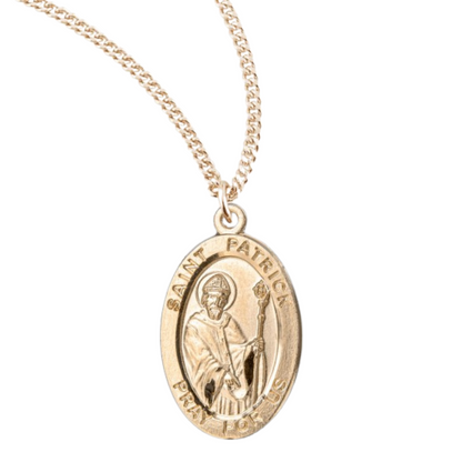 16kt Gold Plated Sterling Oval St Patrick, Catholic Gift, Made in USA