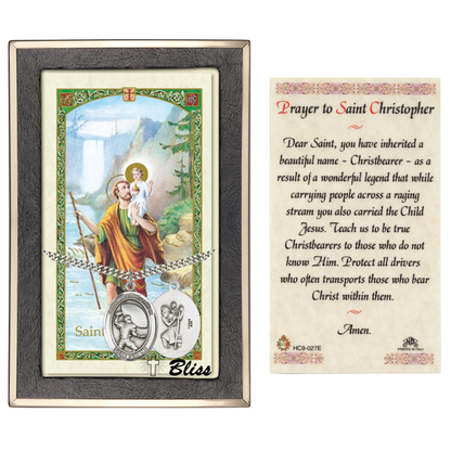 Everlasting Light Jewelry .925 Sterling Silver Saint St. Christopher Medal Pendant on 24 Inch Endless Rhodium Plated Heavy Curb Brass Chain, Catholic Religious Necklace - Made in USA- Prayer Card Included