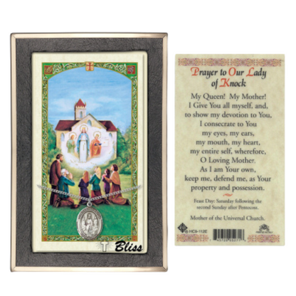 .925 Sterling Silver Our Lady of Knock Medal Pendant on 18 Inch Rhodium Plated Lite Curb Brass Chain with Lobster Claw Clasp, Catholic Religious Necklace - Made in USA- Prayer Card Included