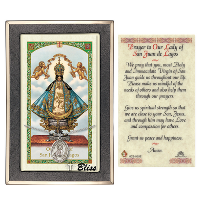 .925 Sterling Silver Our Lady of Saint St. Juan Medal Pendant on 18 Inch Rhodium Plated Lite Curb Brass Chain with Lobster Claw Clasp, Catholic Religious Necklace - Made in USA- Prayer Card Included