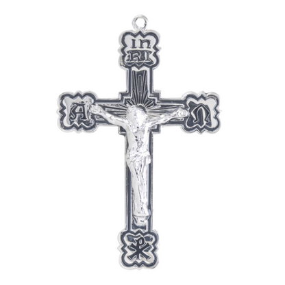 Alpha and Omega Enameled Sterling Silver Medal Pendant — 24" Chain, Gift Box
