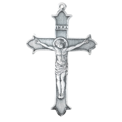 Flare Tipped Sterling Silver Crucifix Pendant — 24" Chain, Gift Box Included