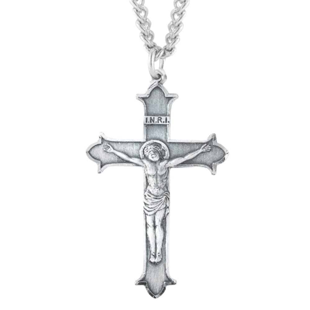 Flare Tipped Sterling Silver Crucifix, Catholic Gift, Made in USA