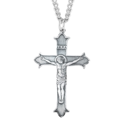 Flare Tipped Sterling Silver Crucifix, Catholic Gift, Made in USA