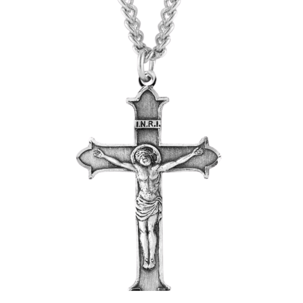 Flare Tipped Sterling Silver Crucifix, Catholic Gift, Made in USA