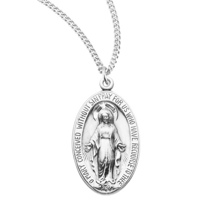 Sterling Silver Oval Miraculous Medal, Catholic Gift, Made in USA