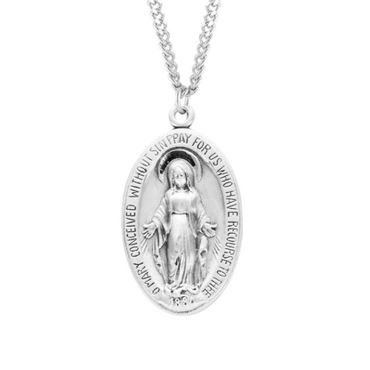 Sterling Silver Oval Sterling Silver Miraculous Medal, Catholic Gift, Made in USA