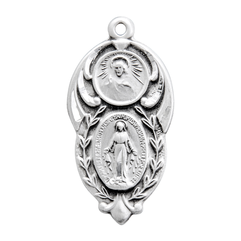 Miraculous Medal Scapular Sterling Silver Pendant — 18" Chain, Gift Box Included
