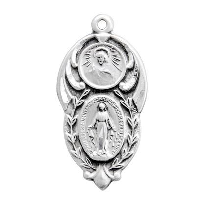 Miraculous Medal Scapular Sterling Silver Pendant — 18" Chain, Gift Box Included