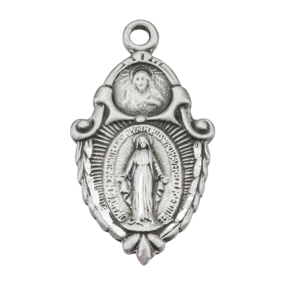 Miraculous Medal Scapular Sterling Silver Pendant — 18" Chain, Gift Box Included