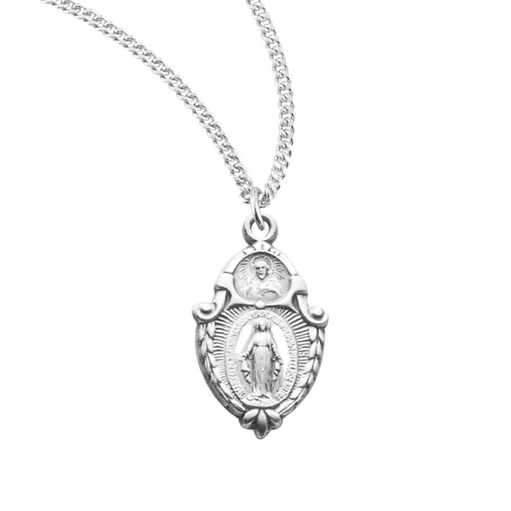 Sterling Silver Miraculous Medal Scapular Combination, Catholic Gift, Made in USA